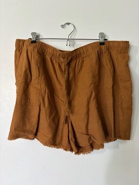 a.n.a High Waist Rust Brown Linen-Blend Shorts